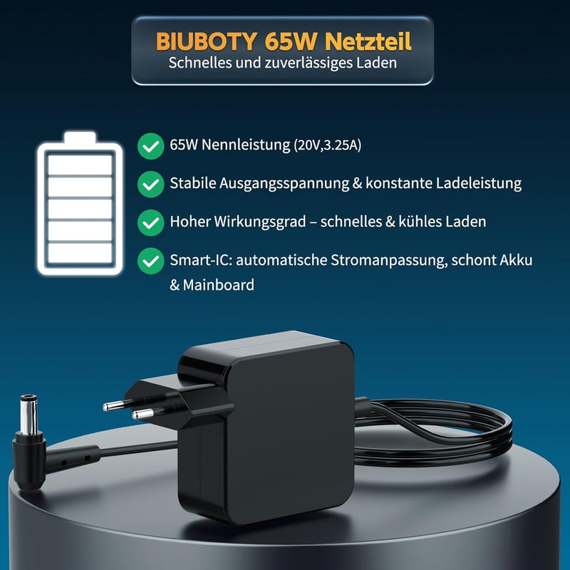 BIUBOTY 65W Lenovo laptop töltő IdeaPad Yoga Flex sorozathoz 4.0x1.7mm