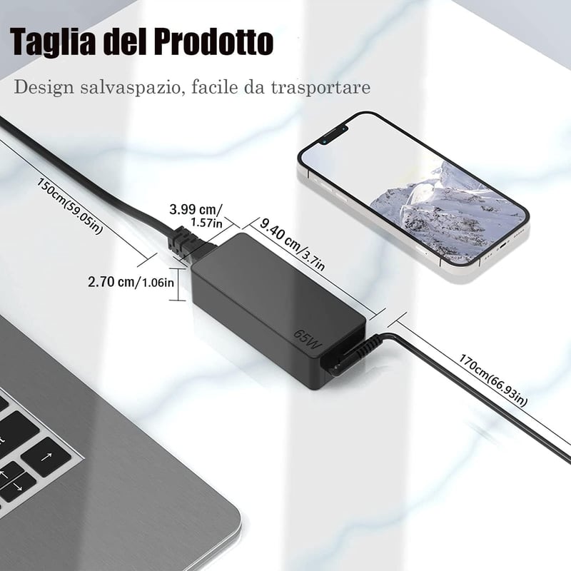 BIUBOTY 65W USB C Laptop Töltő Lenovo ThinkPad X1 Carbon, Yoga, T480, T490 Sorozathoz - Univerzális Notebook Adapter PD Gyorstöltéssel