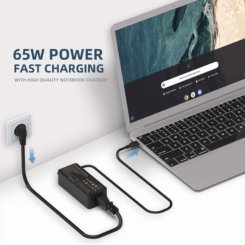 BIUBOTY 65W USB C Laptop Töltő Lenovo ThinkPad X1 Carbon, Yoga, T480, T490 Sorozathoz - Univerzális Notebook Adapter PD Gyorstöltéssel