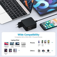 BIUBOTY 65W USB-C Laptop Töltő - Univerzális Hálózati Adapter Asus, HP, Dell, Lenovo, MacBook, Samsung, Huawei Készülékekhez, Kompakt Utazás 6