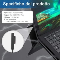 BIUBOTY Surface 44W töltőkábel Microsoft Pro/Laptop/Go/Book kompatibilis USB porttal 2