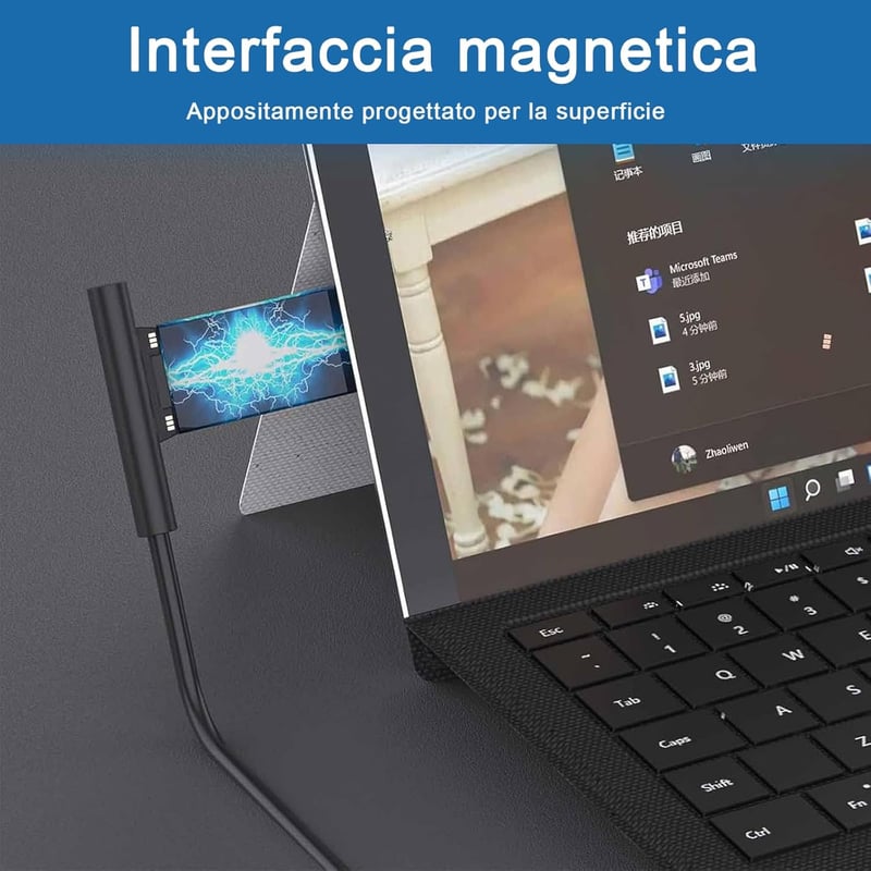 BIUBOTY Surface 44W töltőkábel Microsoft Pro/Laptop/Go/Book kompatibilis USB porttal