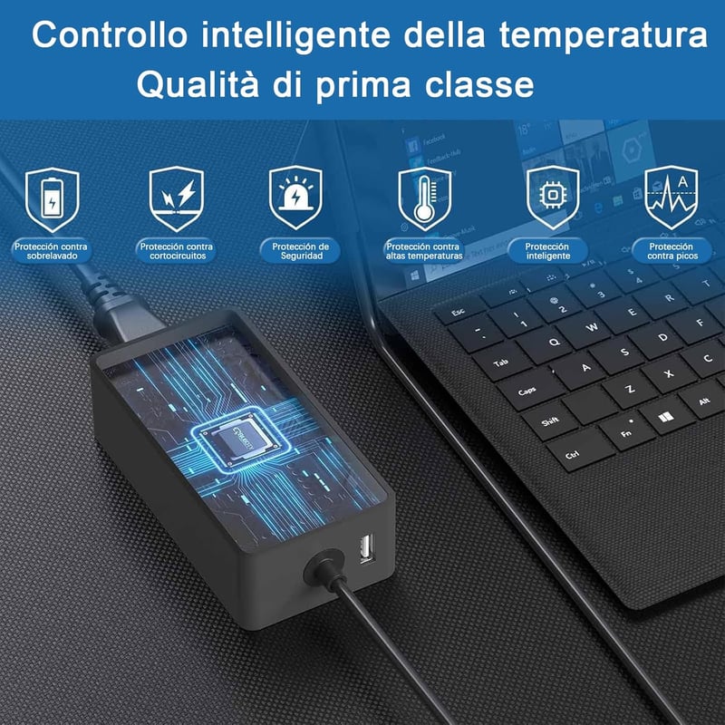 BIUBOTY Surface 44W töltőkábel Microsoft Pro/Laptop/Go/Book kompatibilis USB porttal