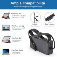 BIUBOTY Surface 44W töltőkábel Microsoft Pro/Laptop/Go/Book kompatibilis USB porttal 7