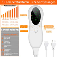 Biutee elektromos lábmelegítő 10 fokozat 3 időzítő mosható bélés 8