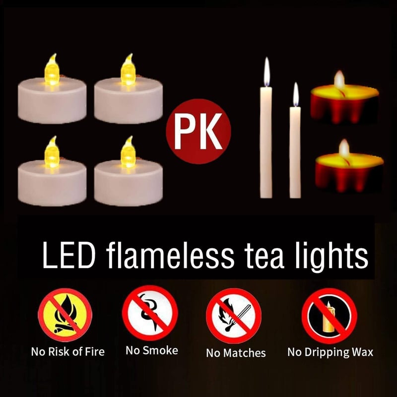 Biyanuo LED Teamécses 50db Elemmel Működő Flakkerő Dekorációs Gyertya