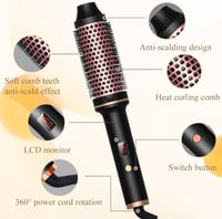 Bizcasa 3-in-1 Hajformázó Kefe, 38mm Kerámia Henger, 5 Hőfokozat, LED Kijelző, Hajszárító és Dúsító Funkció, Göndörítő Kefe Minden Hajtípush 3
