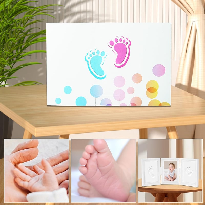 Bizcasa 3in1 Babakép Keret Kéz- és Lábnyom Fotóval 35x15,5cm