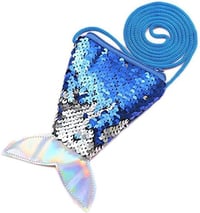 BJ-SHOP Sellő Flitteres Pénztárca Gyerekeknek - 2 db Mini Táska Sötétkék és Rózsaszín - Születésnapi Ajándék, Parti Kellék, 16x10,5 cm 3