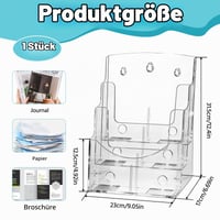 Suport pliante BJHYIZ cu 3 niveluri, format A4, din acril transparent, pentru broșuri, reviste, meniuri și cataloage 2