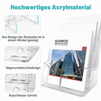 Suport pliante BJHYIZ cu 3 niveluri, format A4, din acril transparent, pentru broșuri, reviste, meniuri și cataloage 3