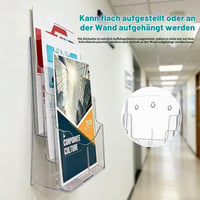 Suport pliante BJHYIZ cu 3 niveluri, format A4, din acril transparent, pentru broșuri, reviste, meniuri și cataloage 4