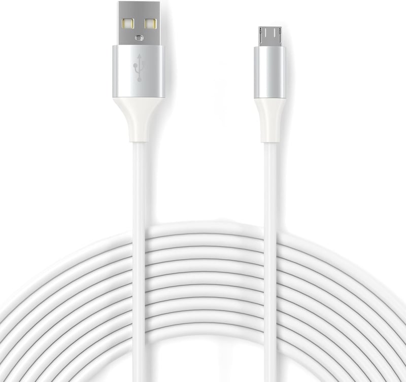 BJIDS Micro USB Töltőkábel 6m - Hosszabbító Kábel WyzeCam, Yi Cam, Nest Cam, Blink XT, Furbo Dog, Arlo Q, Netvue Kamerákhoz és Xbox One Kont