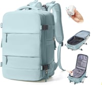 Rucsac de bagaj de mână cu vacuum BJLFS pentru Ryanair, cu sistem de vidare, compartiment pentru laptop de 14 inchi, 40x30x20 cm, 40x20x25 cm, cu pompă inclusă 1