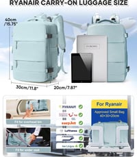 Rucsac de bagaj de mână cu vacuum BJLFS pentru Ryanair, cu sistem de vidare, compartiment pentru laptop de 14 inchi, 40x30x20 cm, 40x20x25 cm, cu pompă inclusă 3