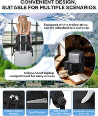 Rucsac laptop BJLFS pentru Ryanair 40 x 30 x 20 cm, cu pompă pentru bagaj de mână vidat, rucsac de călătorie de 16 inchi cu compartiment pentru laptop 6