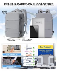 Vákuový batoh BJLFS so vstavanou pumpou, 40x30x20 cm, príručná batožina do lietadla Ryanair a Wizzair, nepremokavý batoh na notebook pre ženy 17 palcov, cestovná taška ako palubná batožina 3