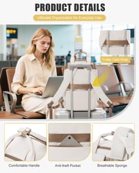 Vákuový batoh BJLFS, príručná batožina do lietadla 40x30x20 cm, cestovná taška Ryanair Wizzair s pumpou, nepremokavý batoh na notebook, pánsky a dámsky, béžovo-hnedý 6