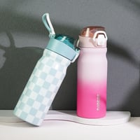 BJPKPK 530 ml Izolovaná fľaša na vodu so slamkou, nehrdzavejúca oceľ, dvojitá vákuová izolácia, bez BPA, s nepriepustným uzáverom, čerešňová 5