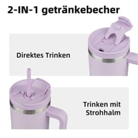 Termoska BJPKPK z nehrdzavejúcej ocele, 900 ml, s rúčkou, vekom a slamkou – opakovane použiteľný cestovný pohár na kávu a čaj, Oasis 5
