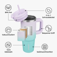 Termoska BJPKPK z nehrdzavejúcej ocele, 900 ml, s rúčkou, vekom a slamkou – opakovane použiteľný cestovný pohár na kávu a čaj, Oasis 4