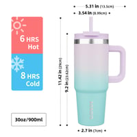 Termoska BJPKPK z nehrdzavejúcej ocele, 900 ml, s rúčkou, vekom a slamkou – opakovane použiteľný cestovný pohár na kávu a čaj, Oasis 3