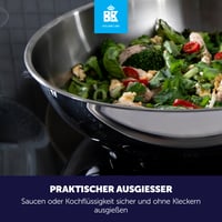 Nerezová wok panvica BK Bright, 28 cm, 3-vrstvová, indukčná, leštená oceľ — poškriabaná, chybná, na náhradné diely (stav: pozri 2. obrázok) 8