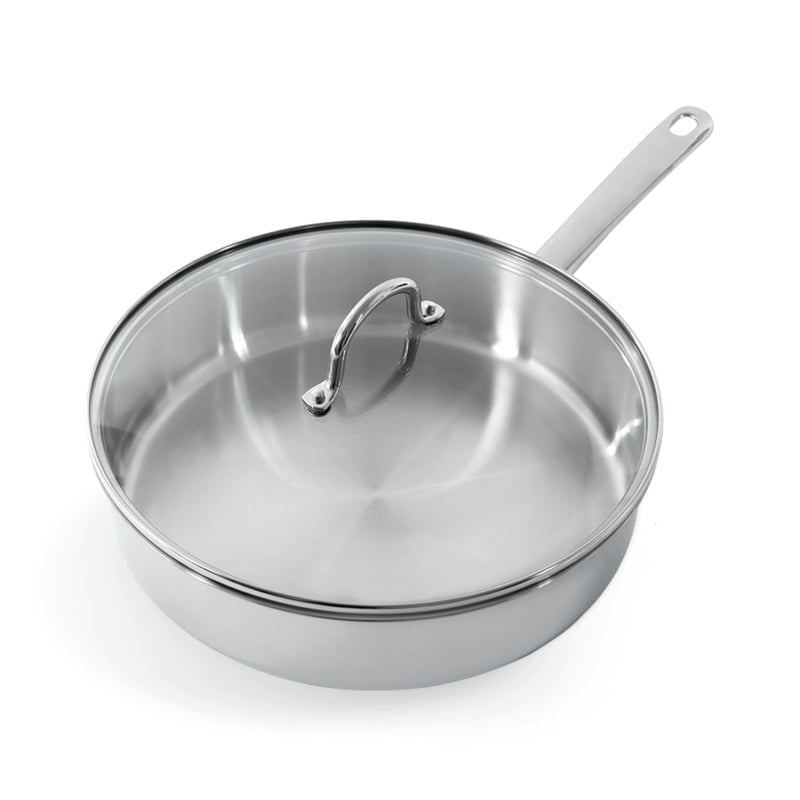BK Bright rozsdamentes acél indukciós serpenyő fedővel, 28 cm
