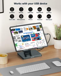 Suport Hub USB-C BKELHS pentru iPad Pro 2026 – HDMI 4K 60Hz, Ethernet RJ45, Cititor carduri SD/TF, 3x USB 3.0, Audio 3,5 mm – Docking Station pentru iPad Air M5 M4 M3 11/13 inchi, Galaxy Tablet 3