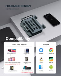Suport Hub USB-C BKELHS pentru iPad Pro 2026 – HDMI 4K 60Hz, Ethernet RJ45, Cititor carduri SD/TF, 3x USB 3.0, Audio 3,5 mm – Docking Station pentru iPad Air M5 M4 M3 11/13 inchi, Galaxy Tablet 9