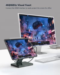 Suport Hub USB-C BKELHS pentru iPad Pro 2026 – HDMI 4K 60Hz, Ethernet RJ45, Cititor carduri SD/TF, 3x USB 3.0, Audio 3,5 mm – Docking Station pentru iPad Air M5 M4 M3 11/13 inchi, Galaxy Tablet 4