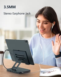 Suport Hub USB-C BKELHS pentru iPad Pro 2026 – HDMI 4K 60Hz, Ethernet RJ45, Cititor carduri SD/TF, 3x USB 3.0, Audio 3,5 mm – Docking Station pentru iPad Air M5 M4 M3 11/13 inchi, Galaxy Tablet 7