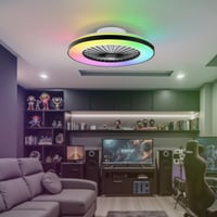 BKZO Smart LED stropna svjetiljka s ventilatorom, RGB, 6 brzina, kontinuirano prigušivanje, 3000-5500K, crni okvir, 50 cm, dnevni boravak 5