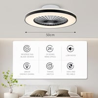 BKZO Smart LED stropna svjetiljka s ventilatorom, RGB, 6 brzina, kontinuirano prigušivanje, 3000-5500K, crni okvir, 50 cm, dnevni boravak 4