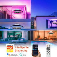 BKZO Smart LED stropna svjetiljka s ventilatorom, RGB, 6 brzina, kontinuirano prigušivanje, 3000-5500K, crni okvir, 50 cm, dnevni boravak 3
