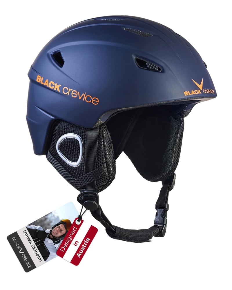 Cască de schi Black Crevice Kitzbühel pentru bărbați și femei, bleumarin/portocaliu, mărimea L, policarbonat, respirabilă, design sportiv cu mărime reglabilă