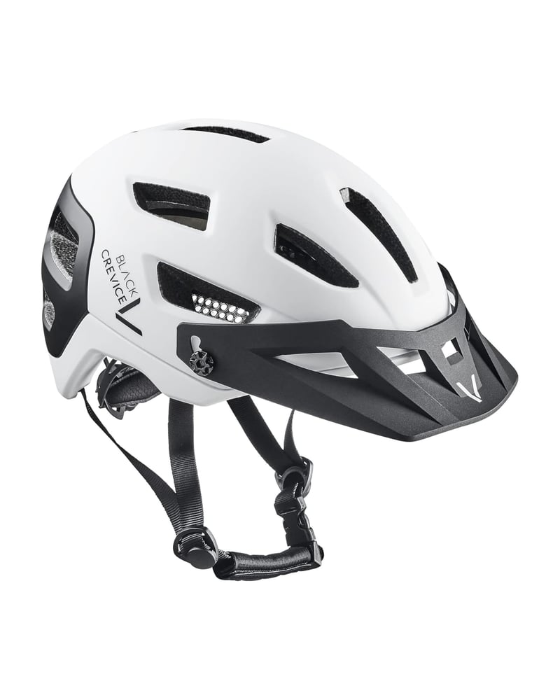 Cykloturistická prilba Black Crevice MTB biela/čierna M/L (58-61 cm) pánska dámska priedušná nastaviteľná cyklistická prilba