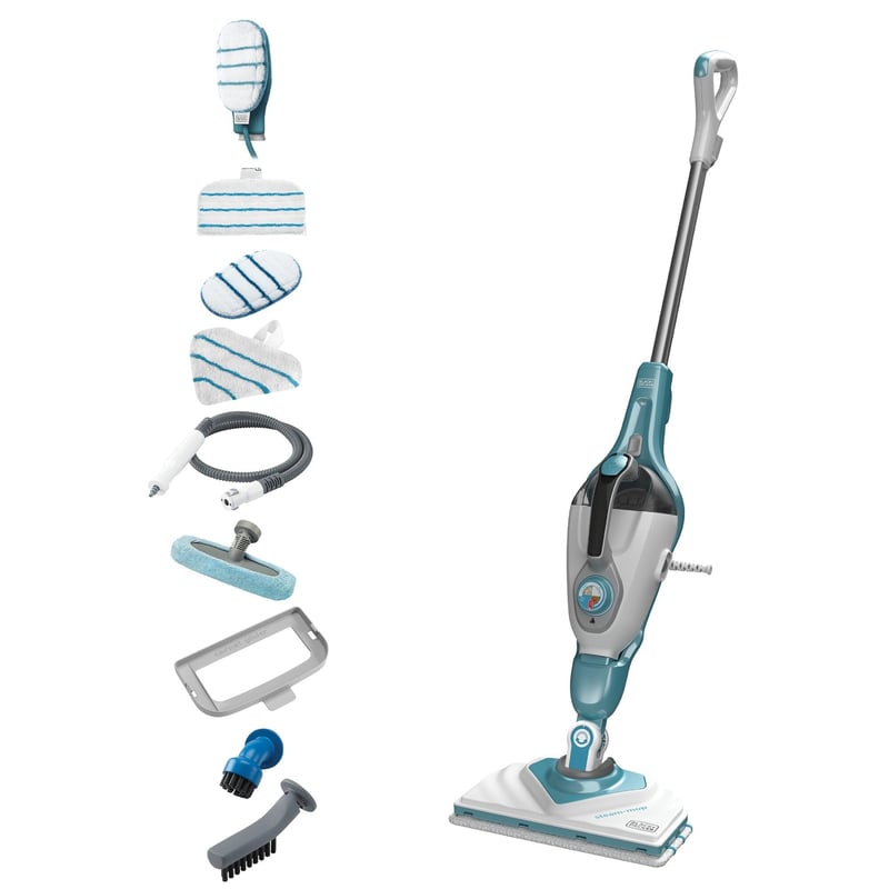 Parný mop BLACK+DECKER BHSM166DSM-QS 2 v 1 s čistiacou rukavicou SteaMitt a 11 kusmi príslušenstva