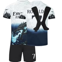 Set echipament fotbal pentru copii BlackAzat No #7 Dragon Ediție Limitată Specială (tricou, șort, șosete) – Alb, mărimea 30 1