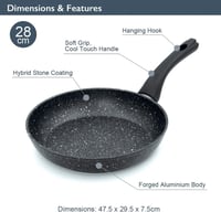 Blackmoor 28 cm-es tapadásmentes serpenyő, karcolásálló fekete 2