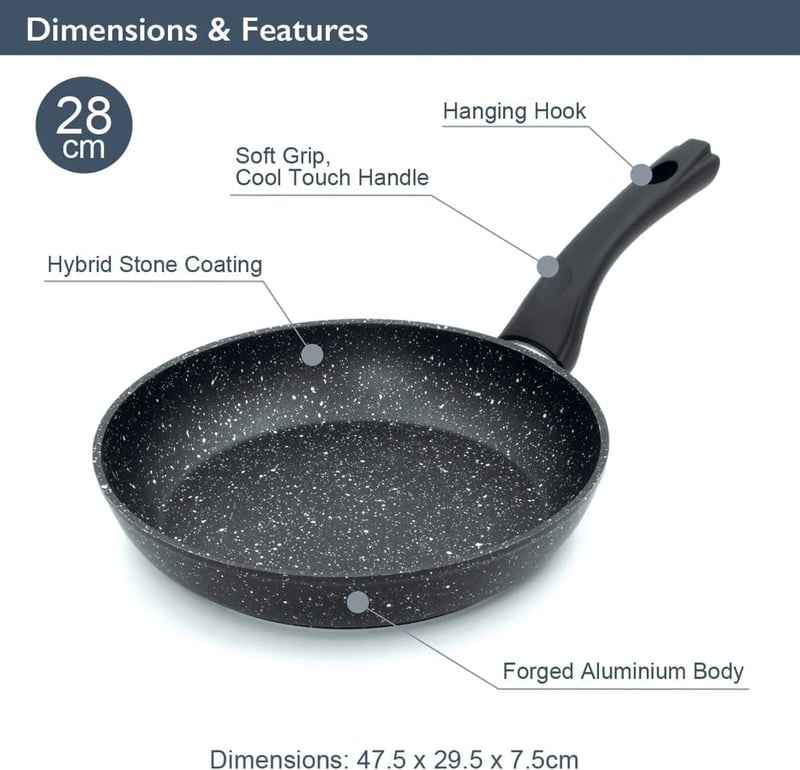 Blackmoor 28 cm-es tapadásmentes serpenyő, karcolásálló fekete