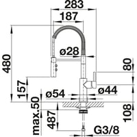 Baterie de bucătărie BLANCO CATRIS-S cu duș extractibil, monocomandă, presiune înaltă, crom, 521476 2