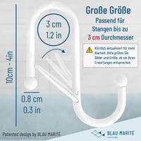 Blau Marité S-alakú horog szett 6 db, fehér, 10 cm, sínhez, biztonsági rendszer 3