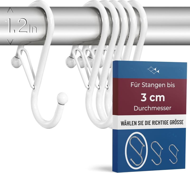 Blau Marité S-alakú horog szett 6 db, fehér, 10 cm, sínhez, biztonsági rendszer