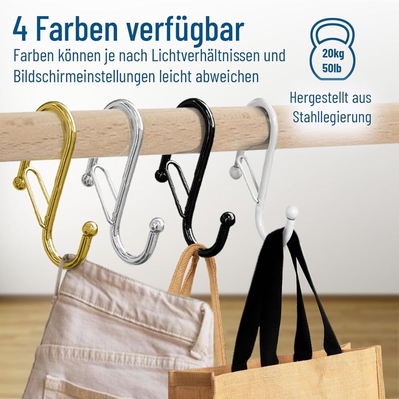 Blau Marité S-alakú horog szett 6 db, fehér, 10 cm, sínhez, biztonsági rendszer