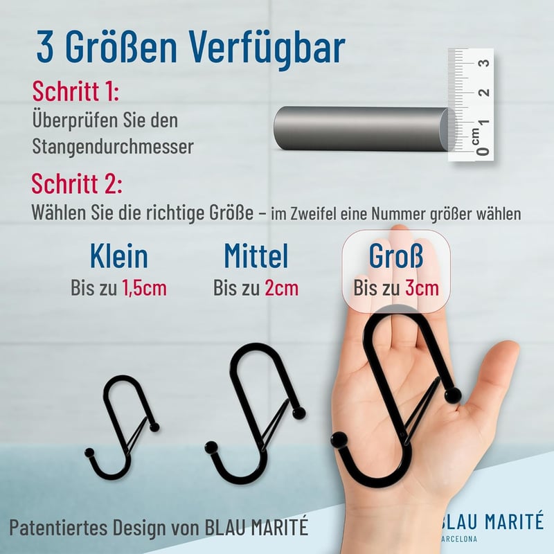 Blau Marité S-alakú horog szett 6 db, fehér, 10 cm, sínhez, biztonsági rendszer