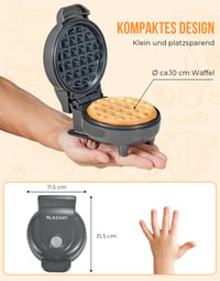 BLAZANT mini vafľovač na klasické vafle, malý vafľovač, sivý 5