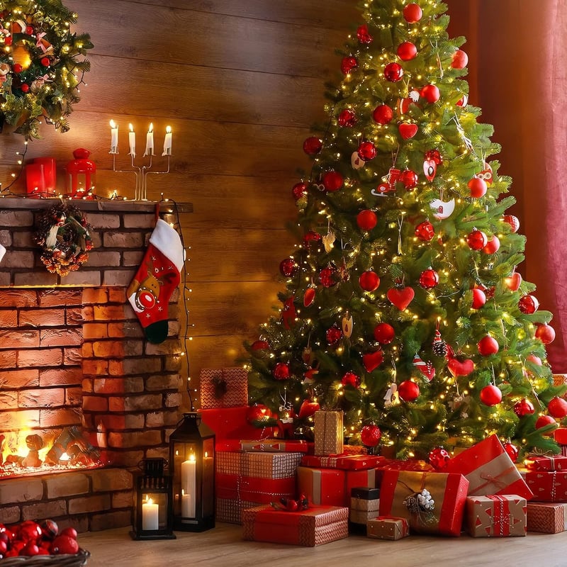 BLAZOR Karácsonyfadísz Szett 34 db - Törhetetlen Műanyag Gömbök, Matt, Csillámló, Mintás Díszek Piros Színben, 6 cm Átmérőjű Karácsonyfa Dek