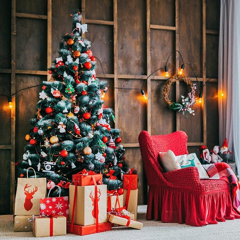 BLAZOR Karácsonyfadísz Szett 34 db - Törhetetlen Műanyag Gömbök, Matt, Csillámló, Mintás Díszek Piros Színben, 6 cm Átmérőjű Karácsonyfa Dek