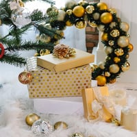 BLAZOR Karácsonyi Gömbdísz Szett 34 db - Törhetetlen Műanyag Karácsonyfadíszek Arany Színben, Matt, Csillámló, Mintás Gömbök 6 cm Átmérővel 5